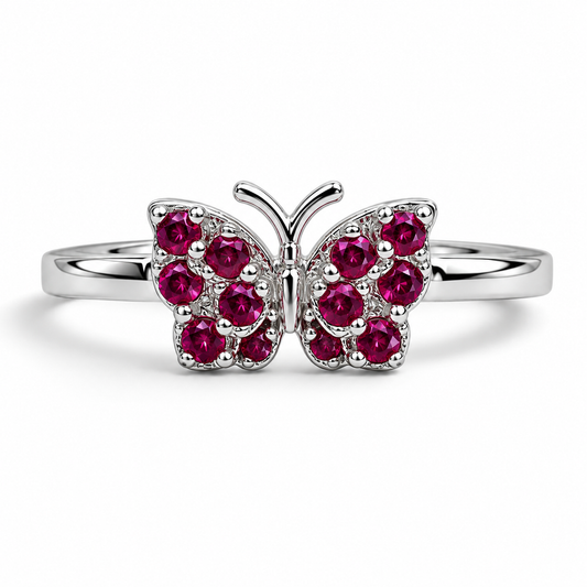 Anillo Mariposa Fiusha Plata Ley 925