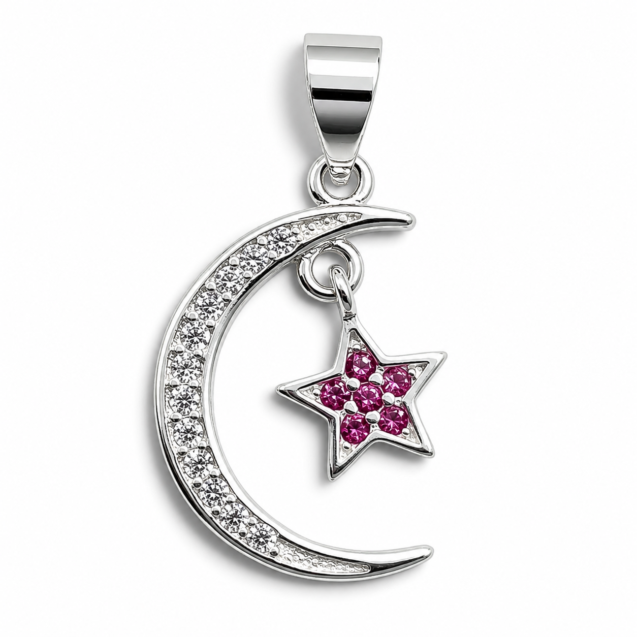 Dije Luna Estrella Fiusha Plata Ley 925
