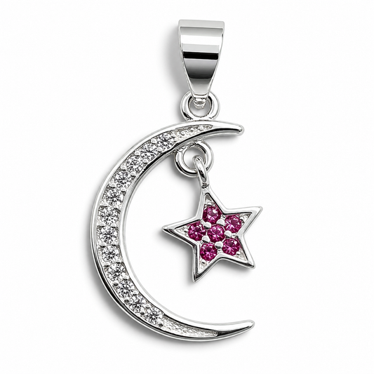 Dije Luna Estrella Fiusha Plata Ley 925
