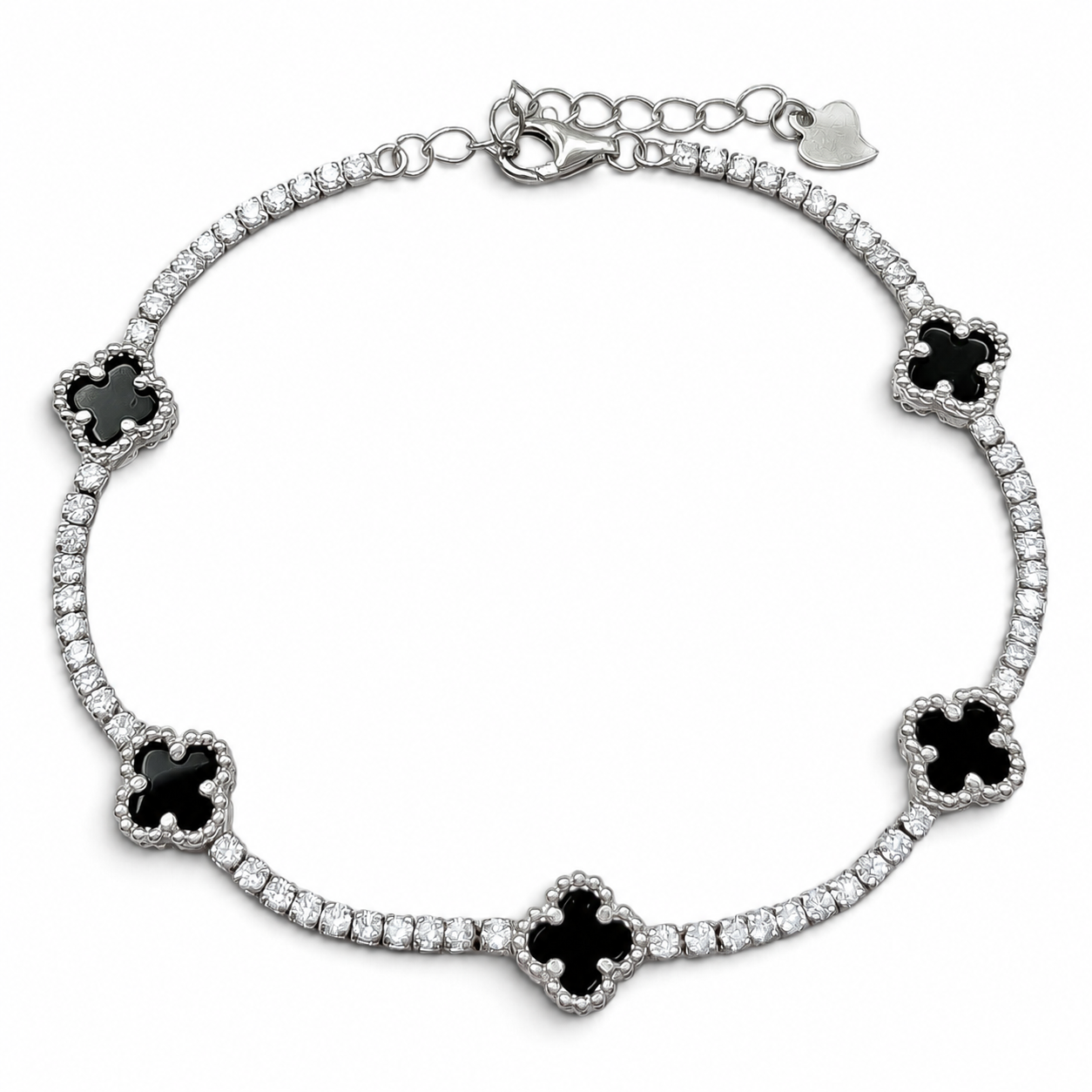 Pulsera 5 Treboles Zirconia Plata Ley 925