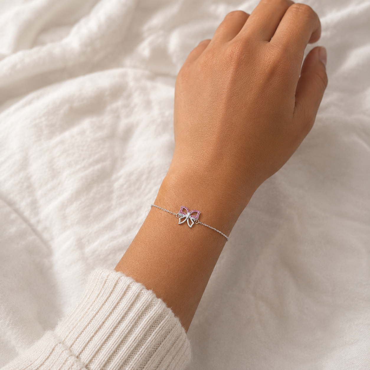 Pulsera Mariposa Fiusha Plata Ley 925