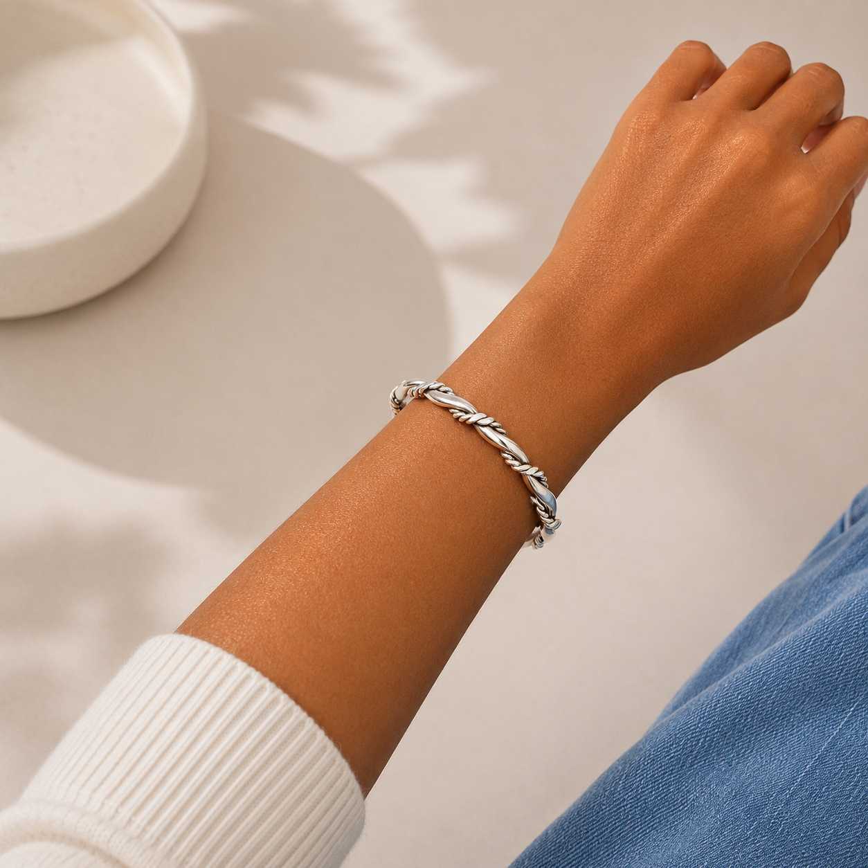 Brazalete Torzal Plata Ley 925