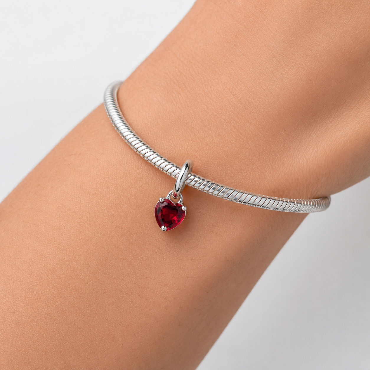 Charm Corazon Mini Rojo Plata Ley 925