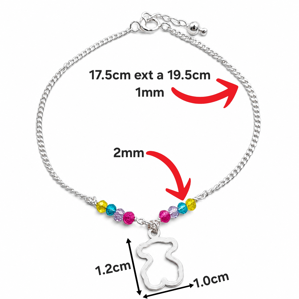 Pulsera Osito Plata Ley 925