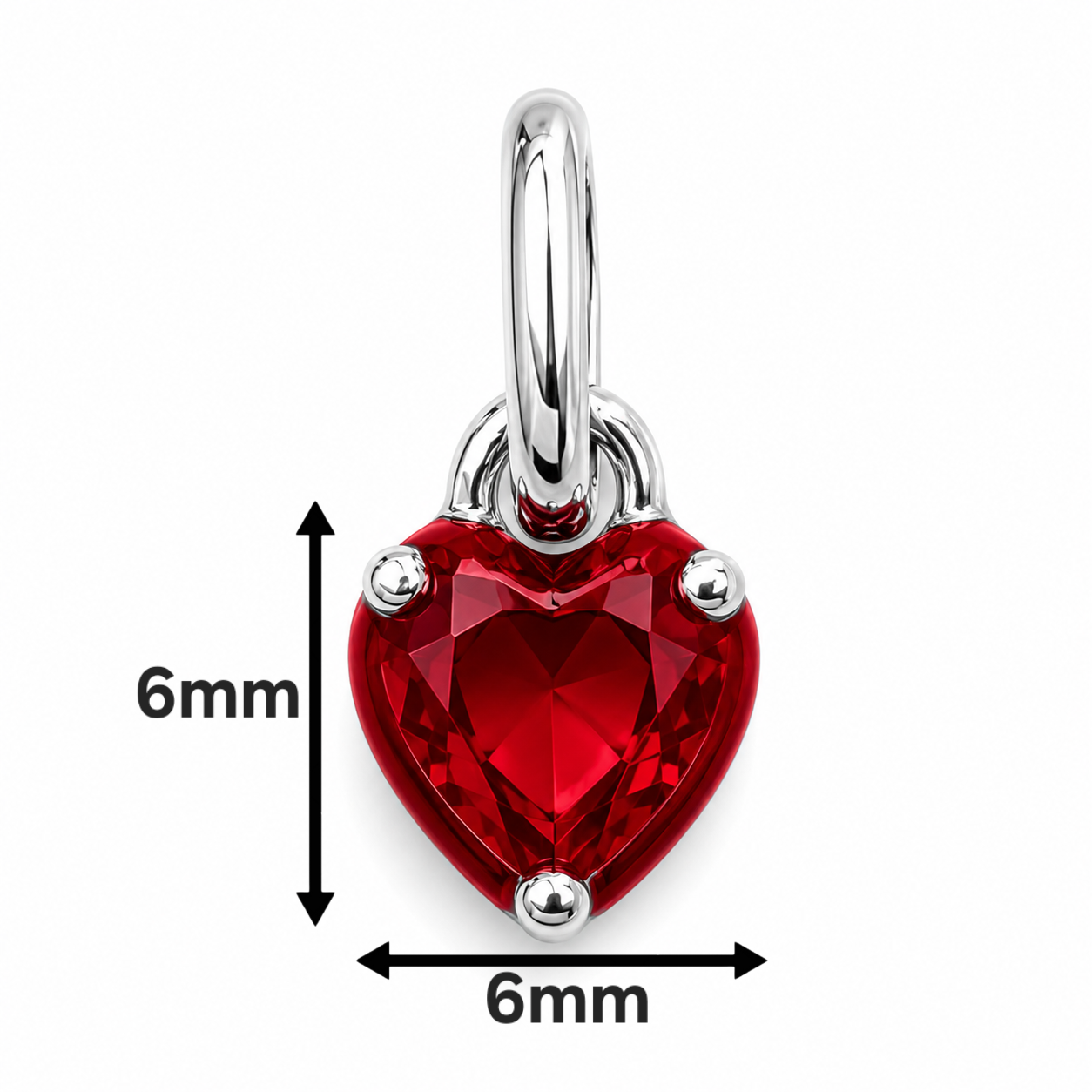 Charm Corazon Mini Rojo Plata Ley 925