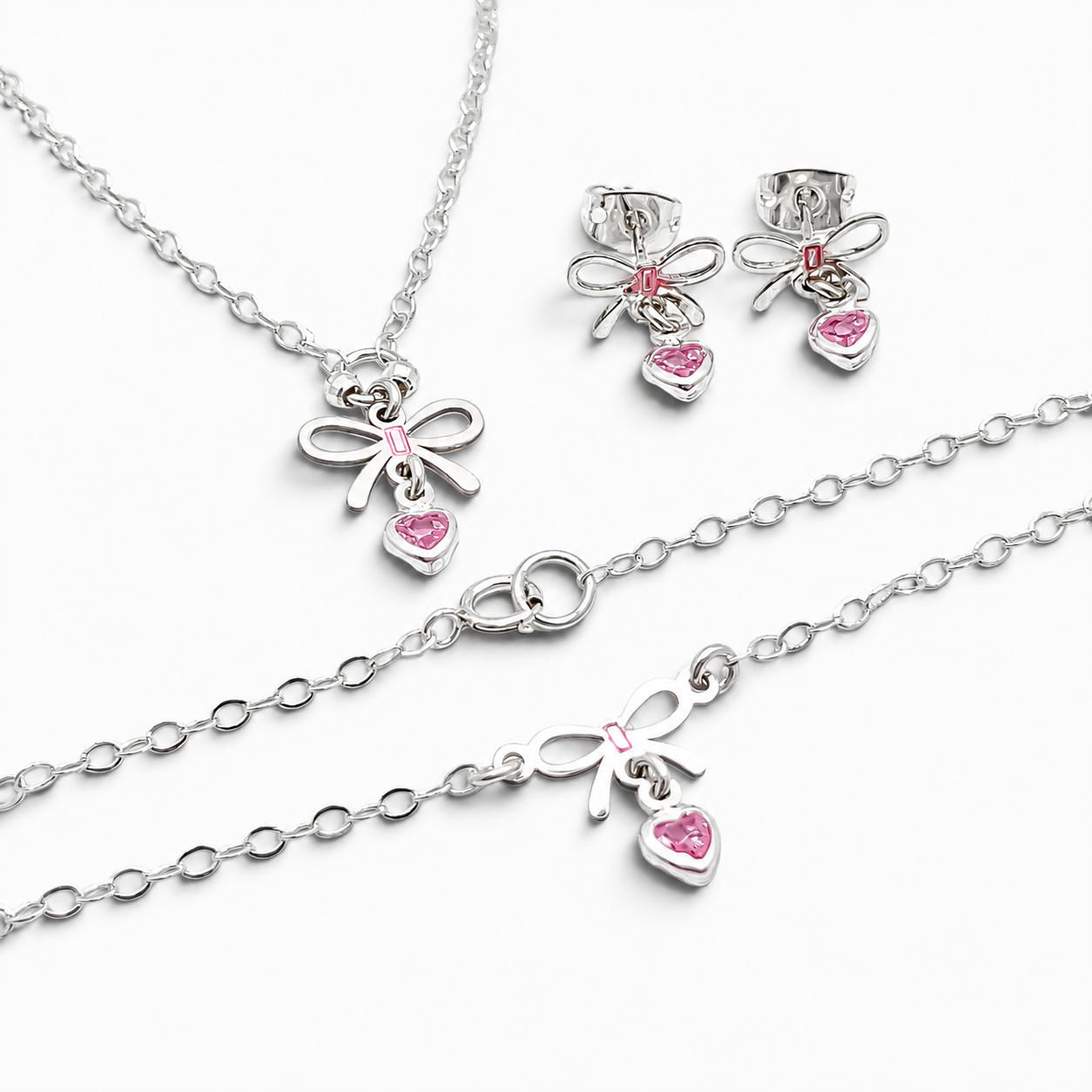 Set Moño Corazon Rosa