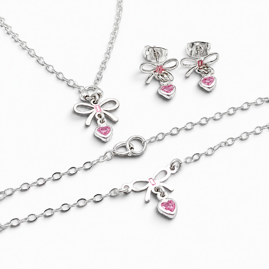 Set Moño Corazon Rosa