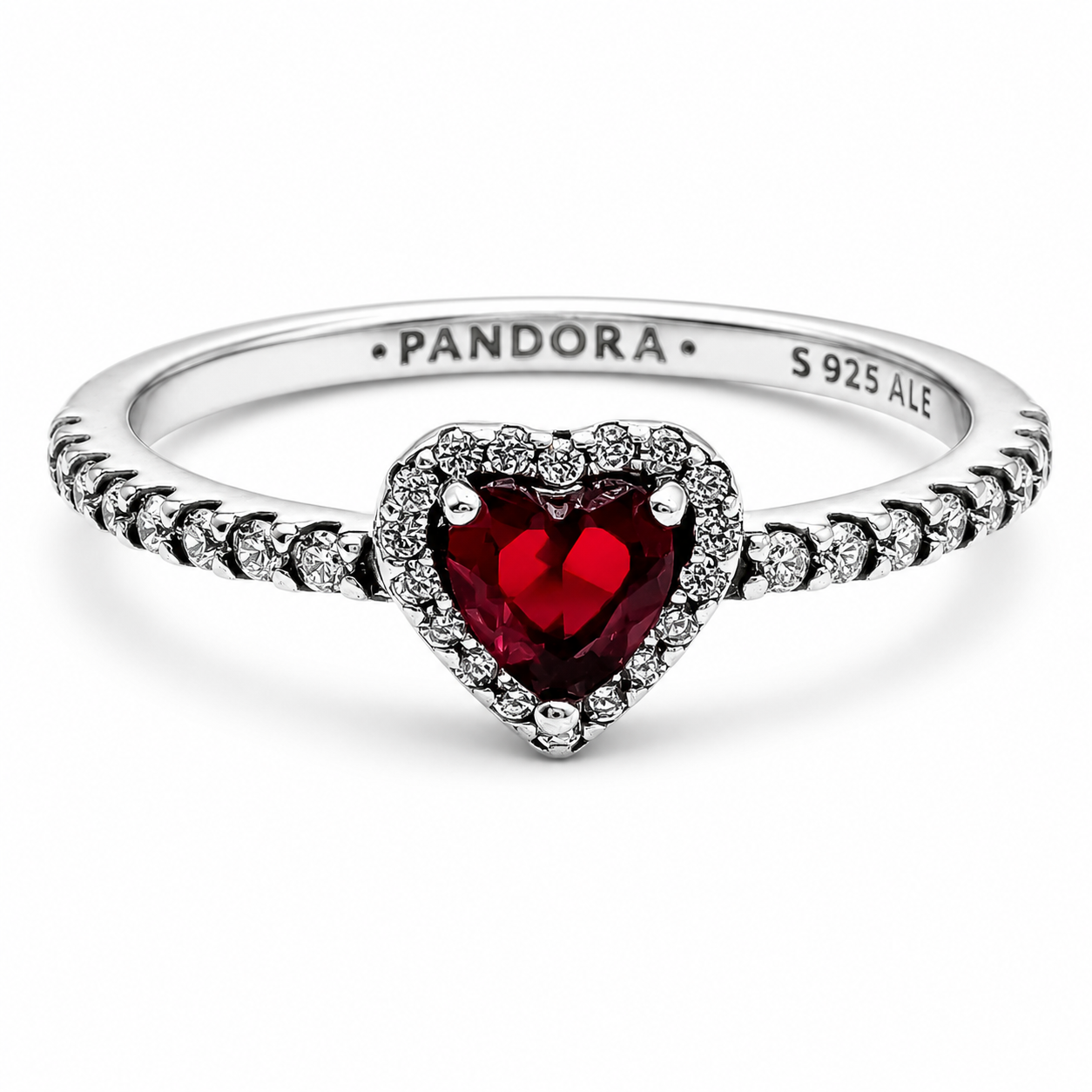 Anillo Corazon Rojo Plata Ley 925