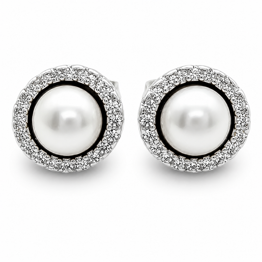Arete Perla Zirconia Plata Ley 925