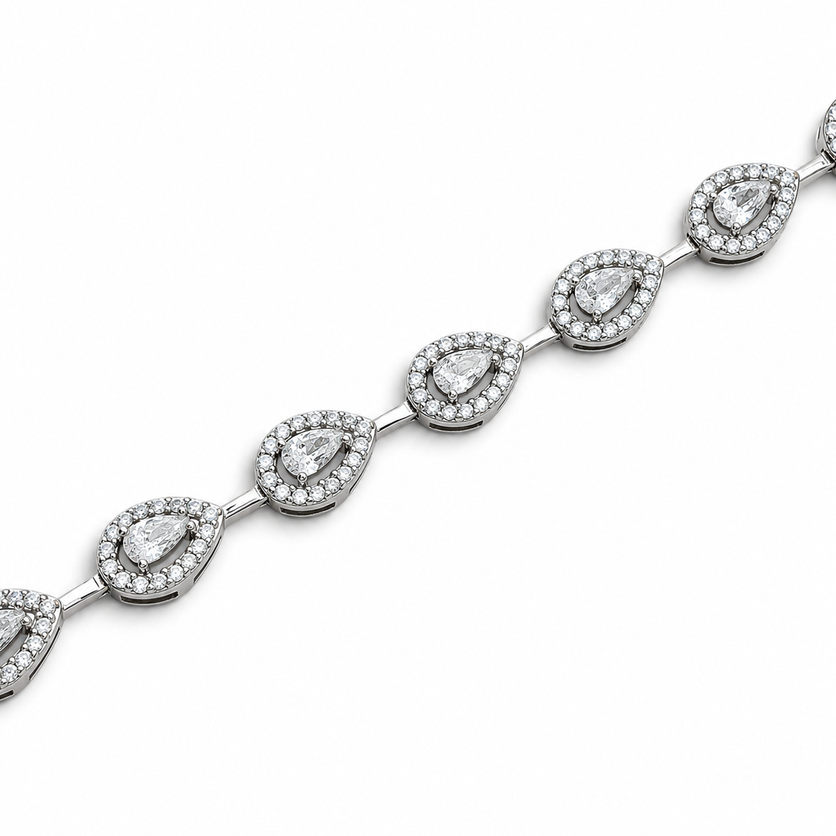 Pulsera Gotas Blancas Plata Ley 925