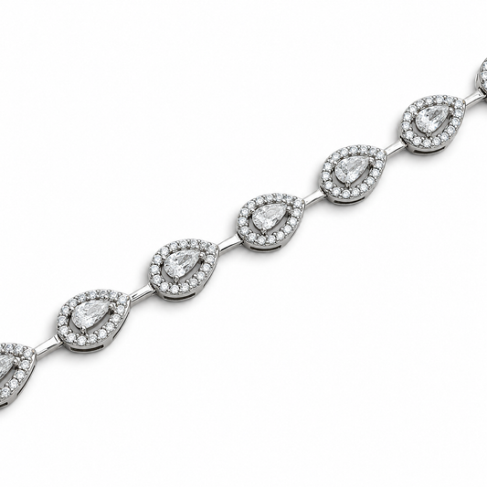 Pulsera Gotas Blancas Plata Ley 925