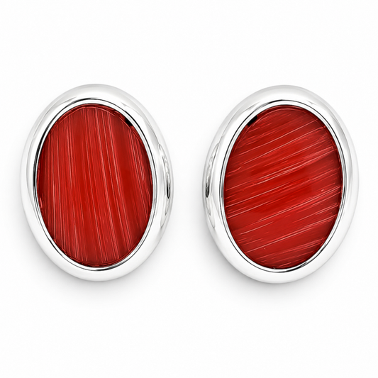 Arete Ovalo Melon Plata Ley 925