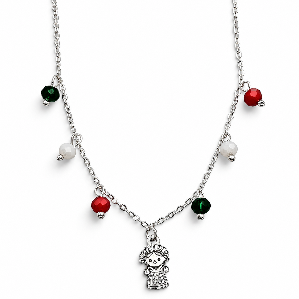 Collar Muñeca Tricolor Plata Ley 925