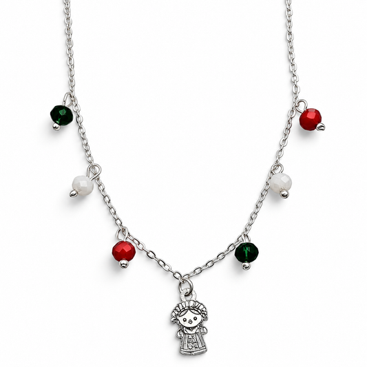 Collar Muñeca Tricolor Plata Ley 925