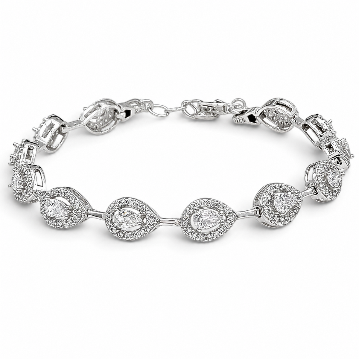 Pulsera Gotas Blancas Plata Ley 925