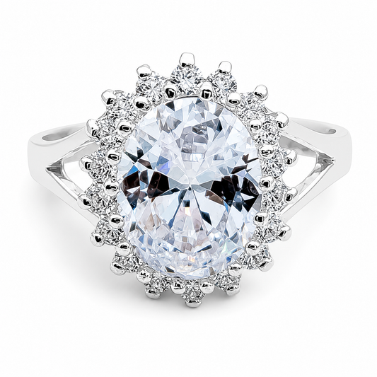 Anillo Zirconia Blanca Plata Ley 925