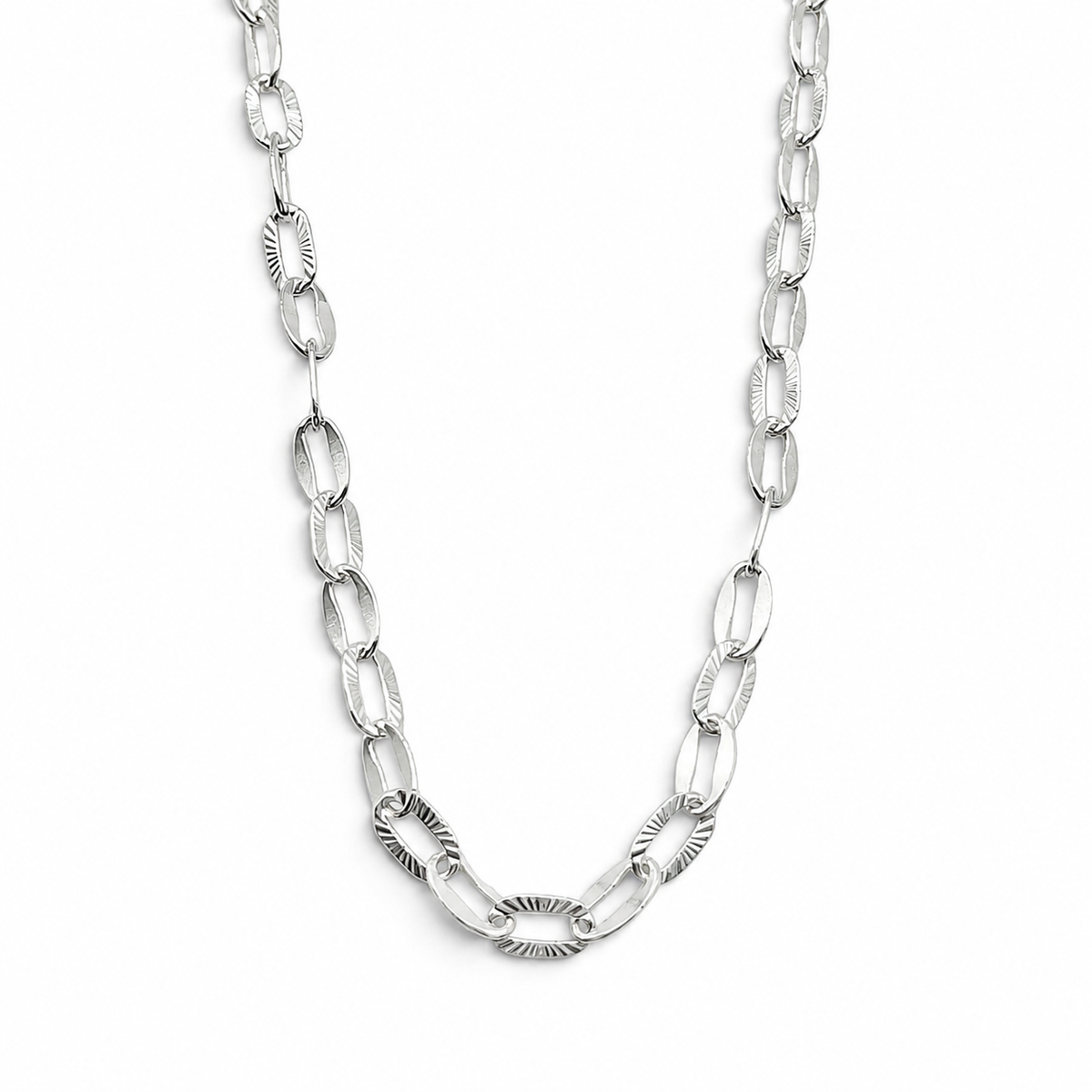 Cadena Ovalo Diamantada 3mm Plata Ley 925