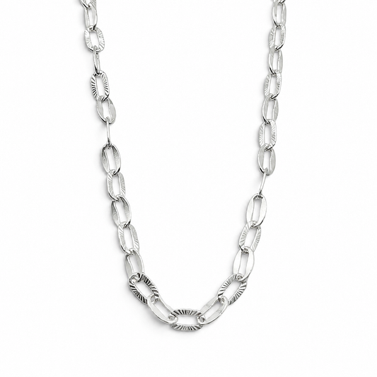 Cadena Ovalo Diamantada 3mm Plata Ley 925