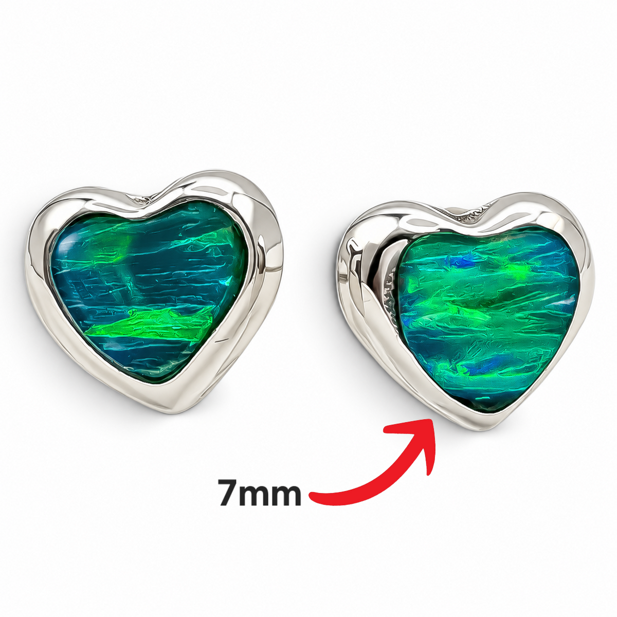 Arete Corazon Verde Opalo Plata Ley 925