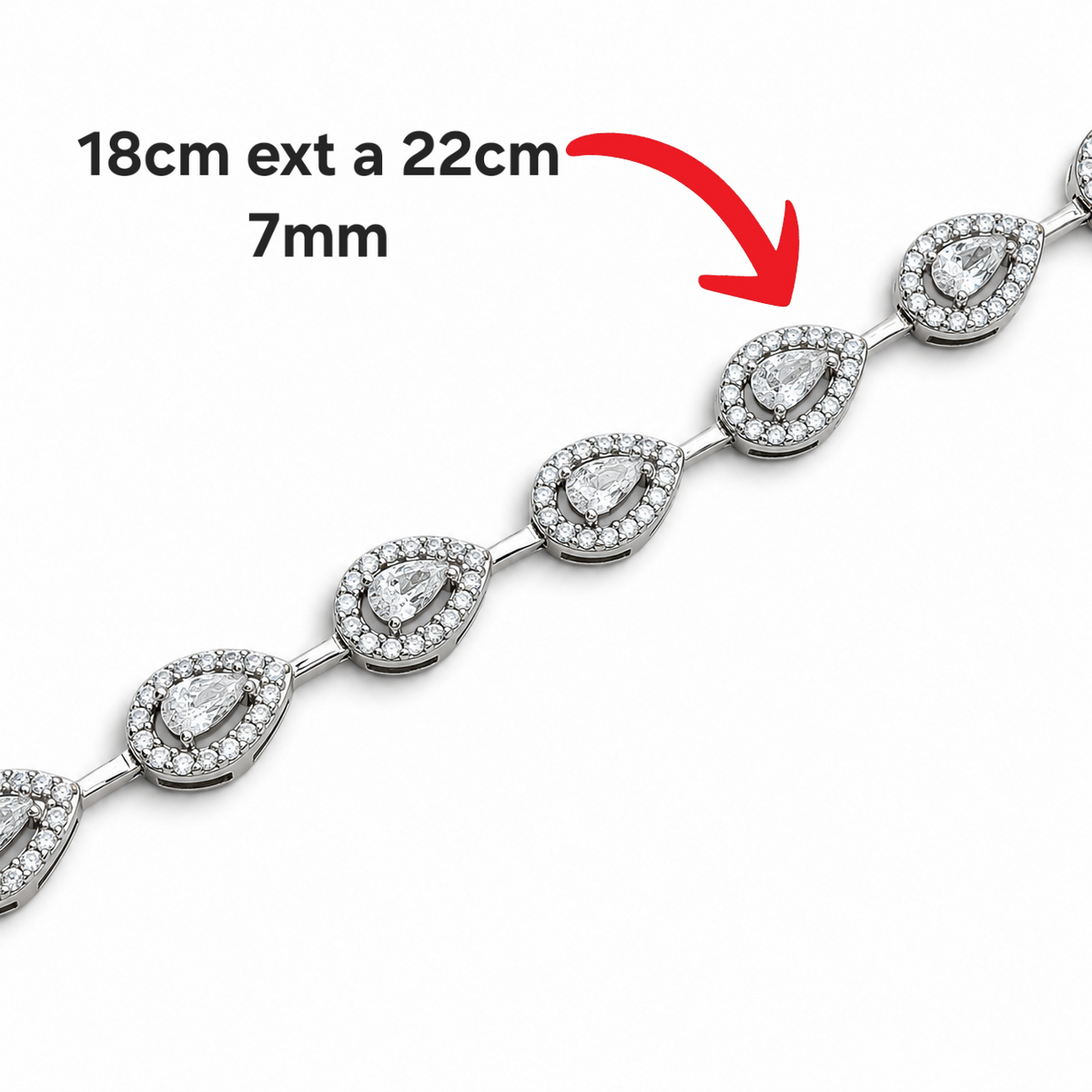 Pulsera Gotas Blancas Plata Ley 925