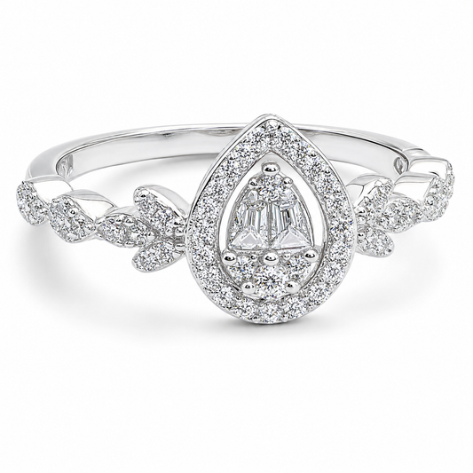 Anillo Zirconia Ajustable Baguette