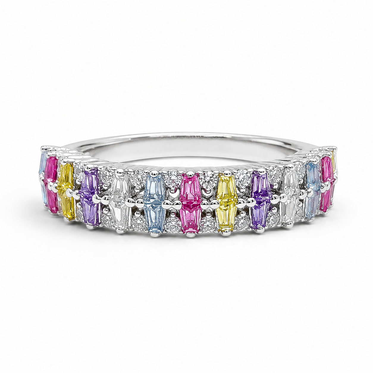 Anillo Zirconia Colores Plata Ley 925