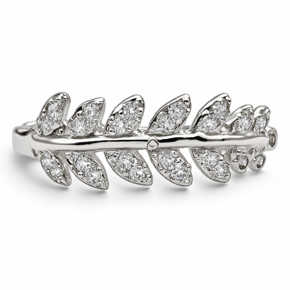Anillo Hojitas Blanco Plata Ley 925