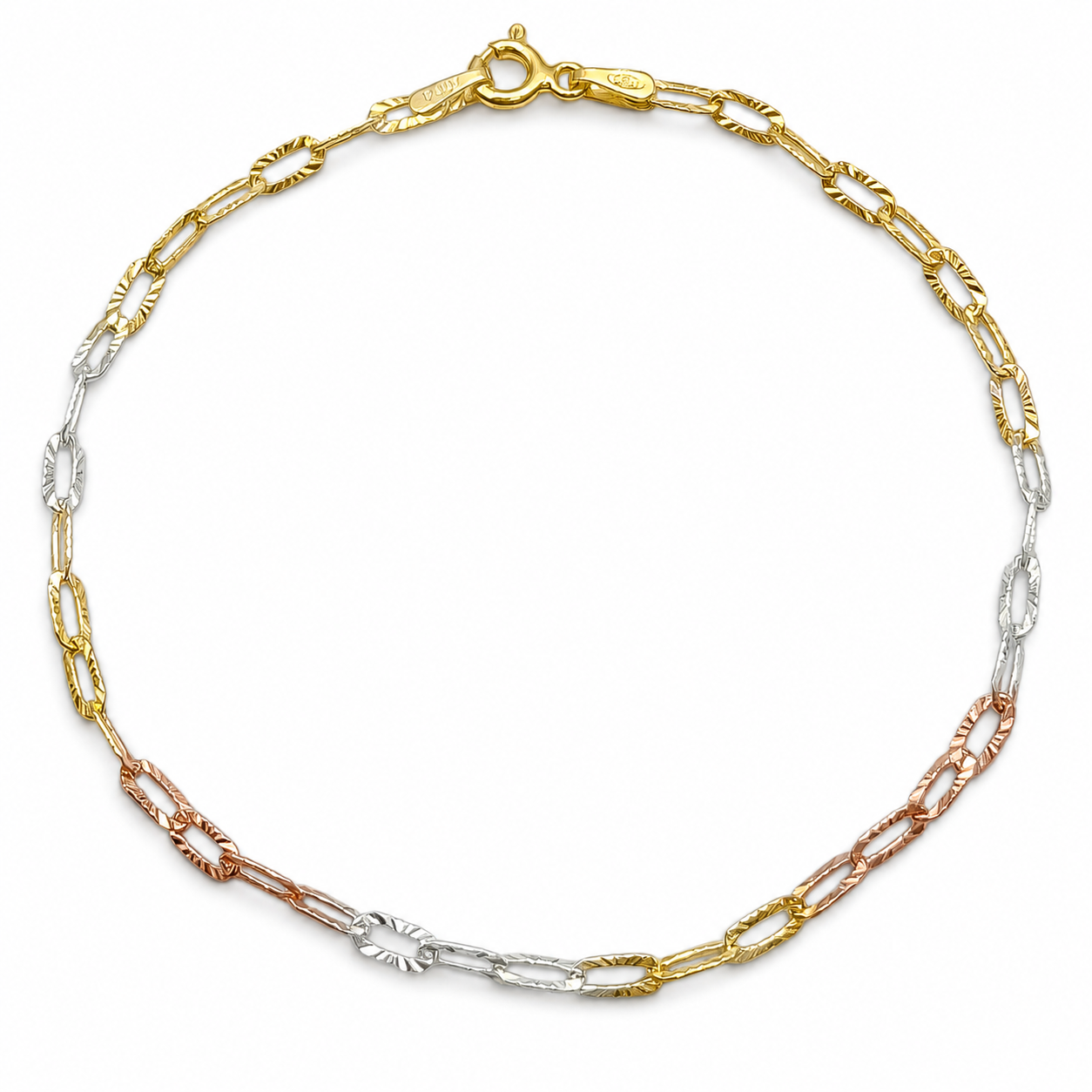 Pulsera Tricolor Argolla Plata Ley 925