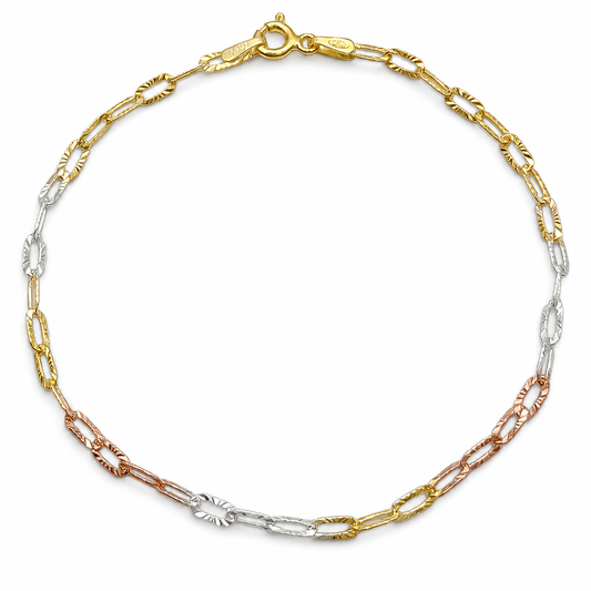 Pulsera Tricolor Argolla Plata Ley 925