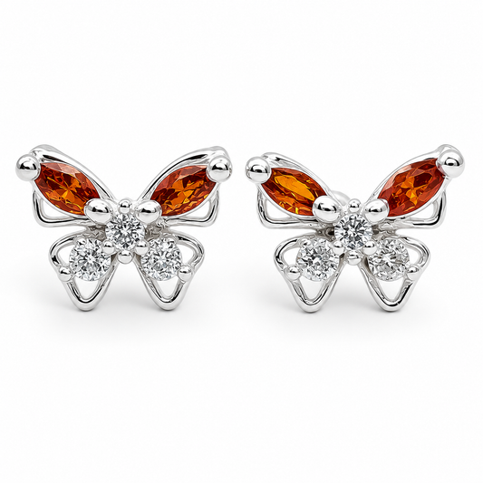 Broquel Mariposa Naranja Plata Ley 925