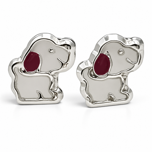 Broquel Perrito Blanco Plata Ley 925