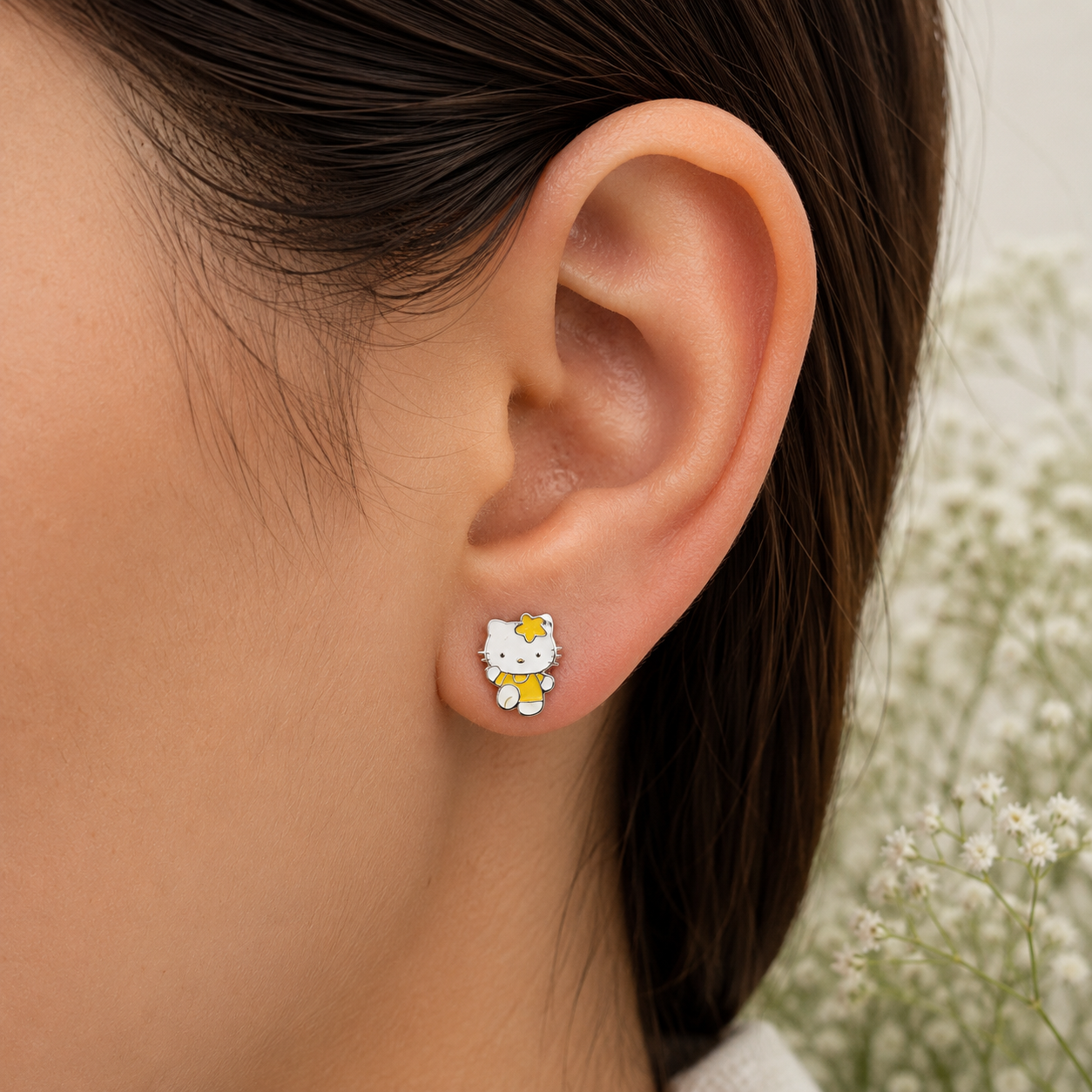 Broquel Kitty Amarillo Plata Ley 925