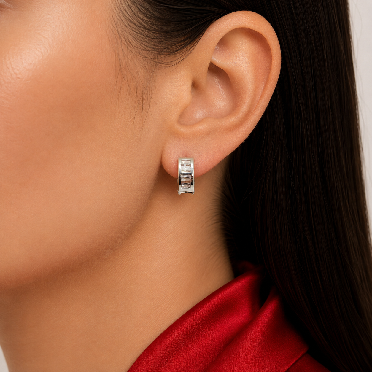 Hugguies Zirconia Baguette Plata Ley 925