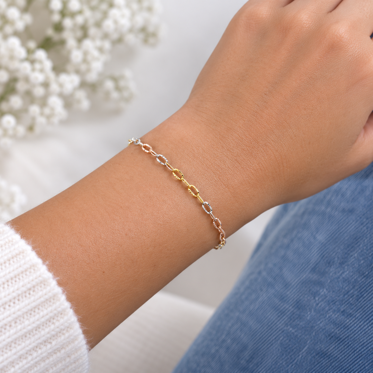 Pulsera Tricolor Argolla Plata Ley 925