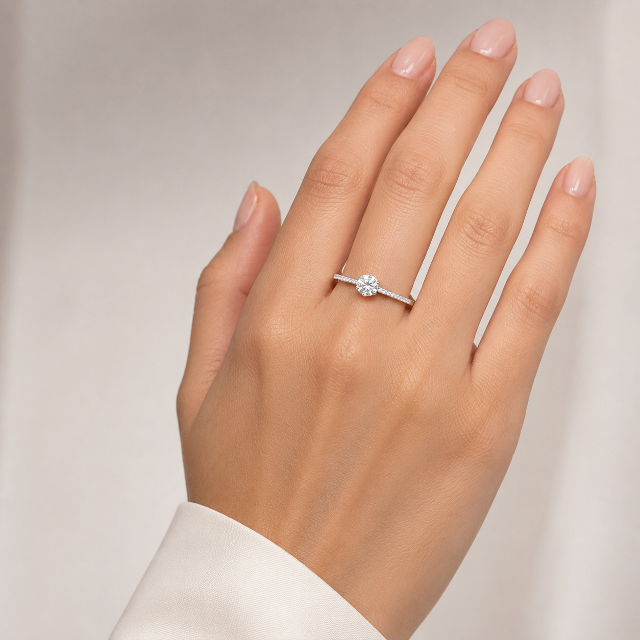 Anillo Redondo Zirconia Plata Ley 925