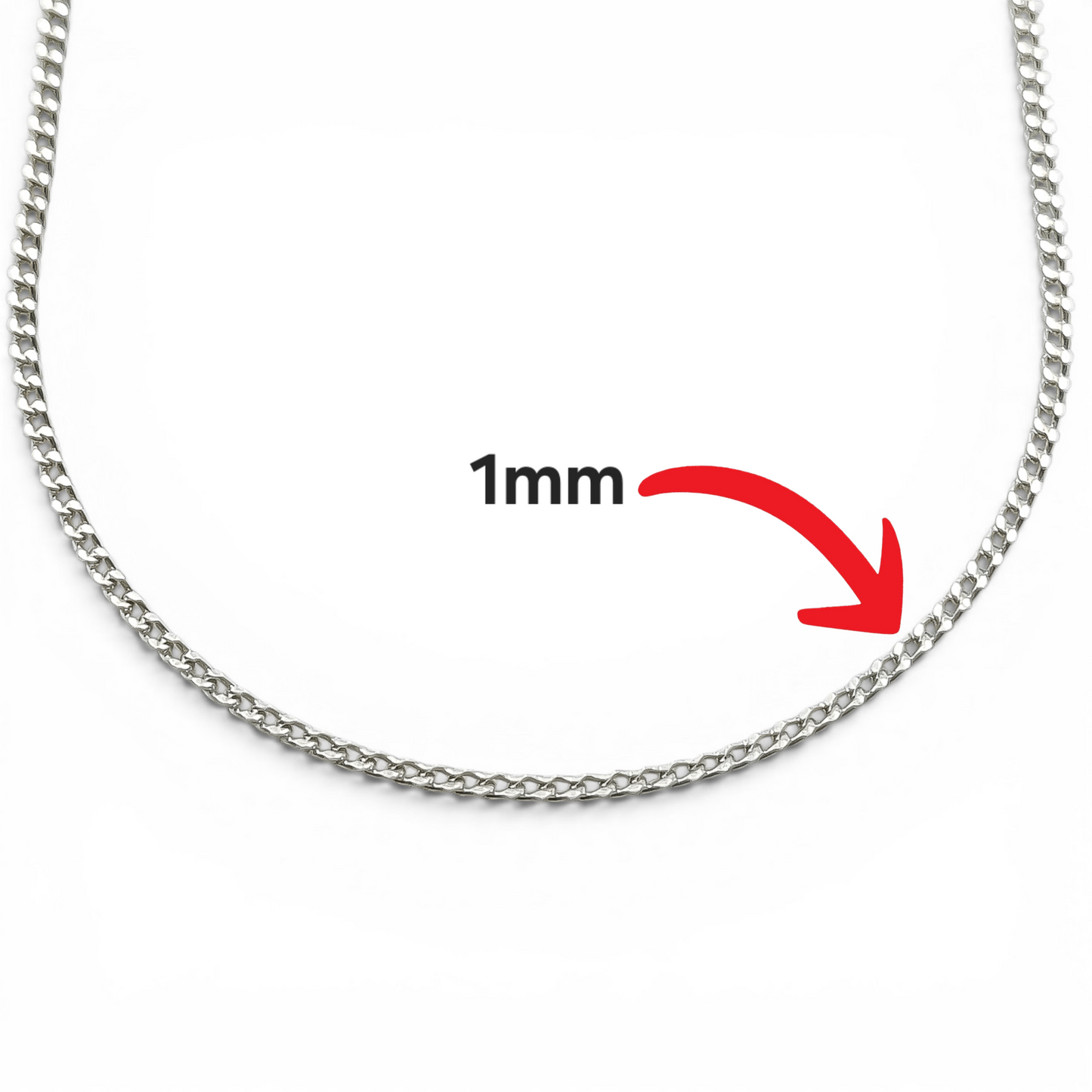 Cadena Cubana Lisa 1mm Plata Ley 925