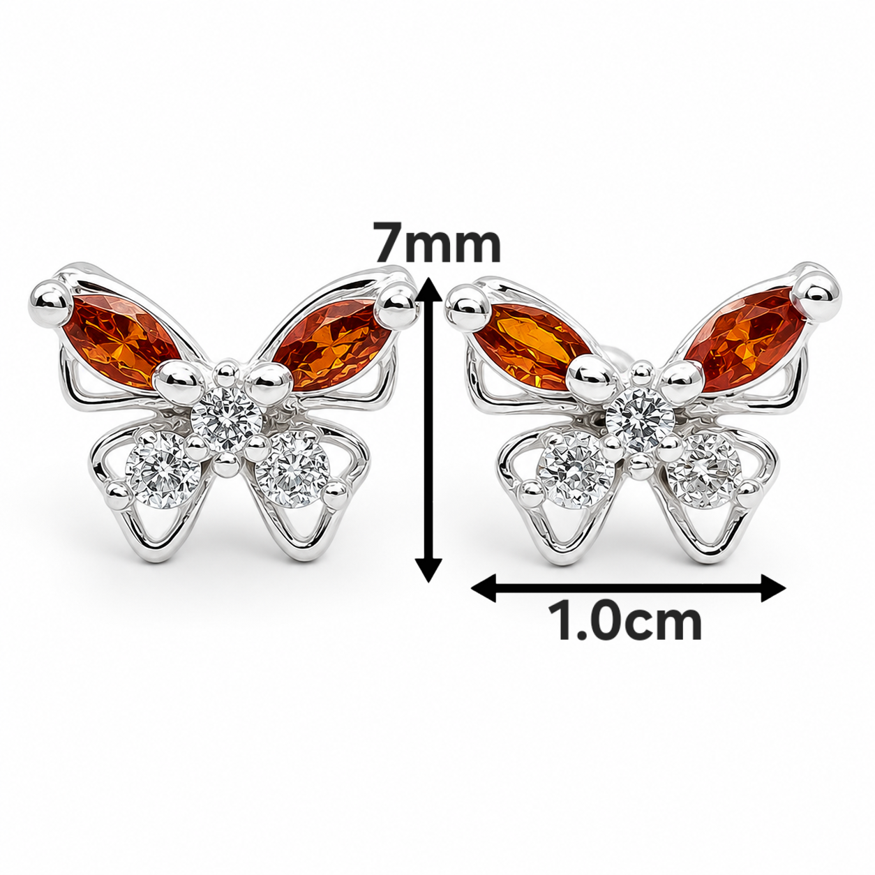 Broquel Mariposa Naranja Plata Ley 925