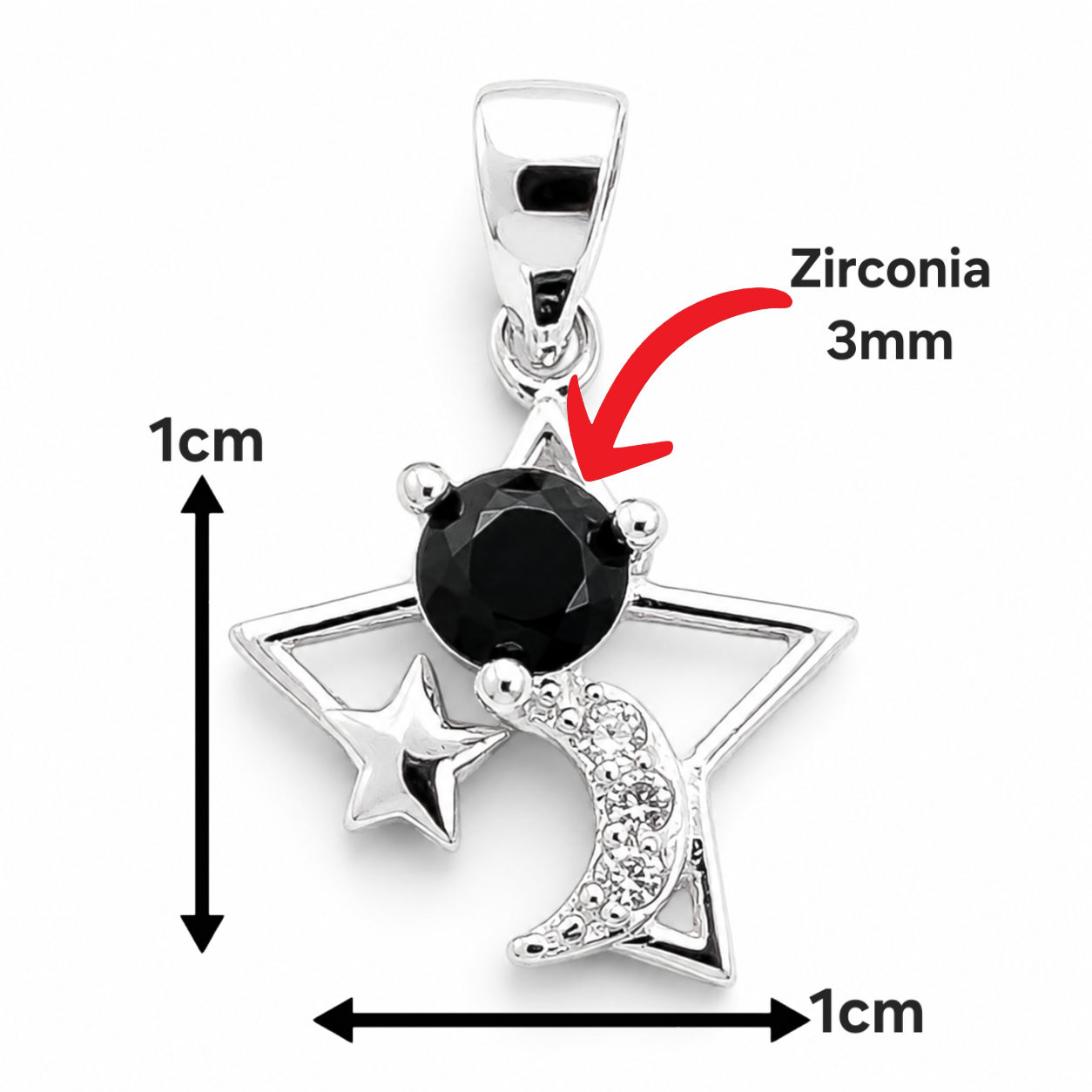 Dije Estrella Negro Plata Ley 925
