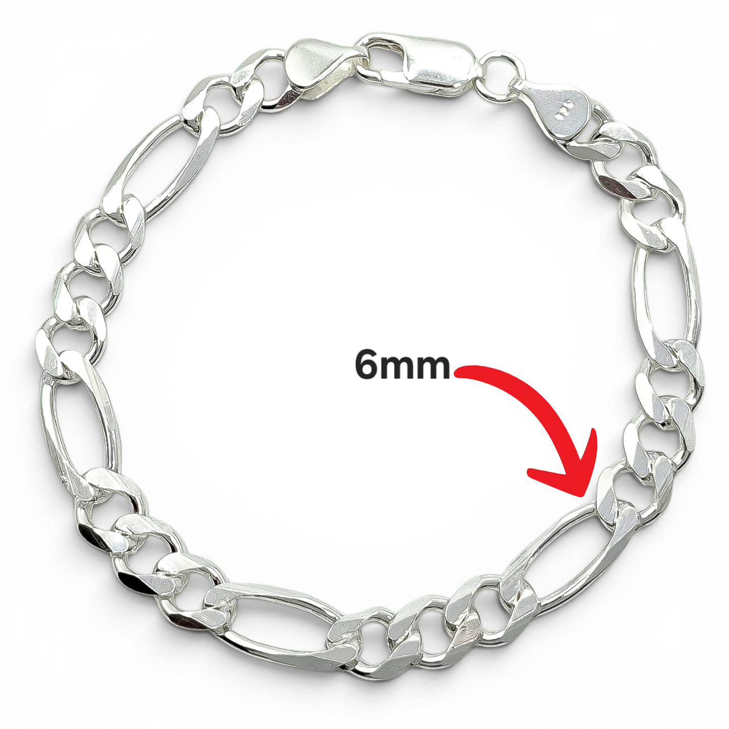 Pulso Figaro Liso 6mm Plata Ley 925