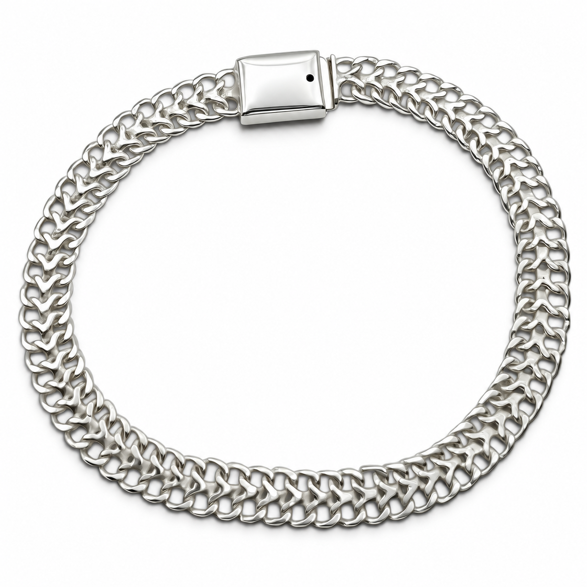 Pulso Doble Cubano 7mm Plata Ley 925