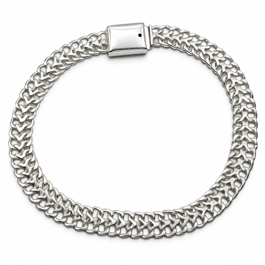 Pulso Doble Cubano 7mm Plata Ley 925