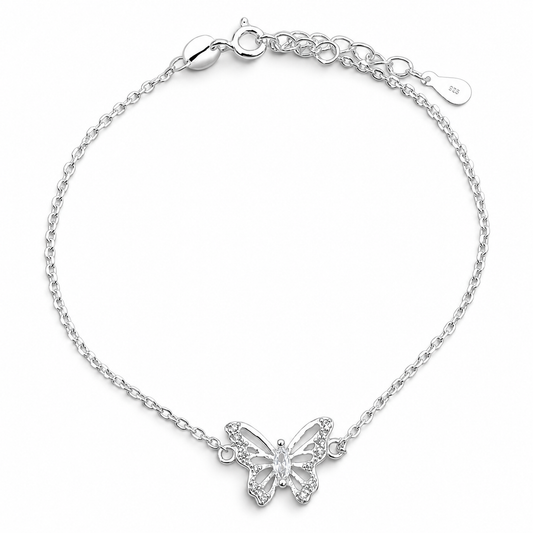 Pulsera Mariposa Blanca Plata Ley 925