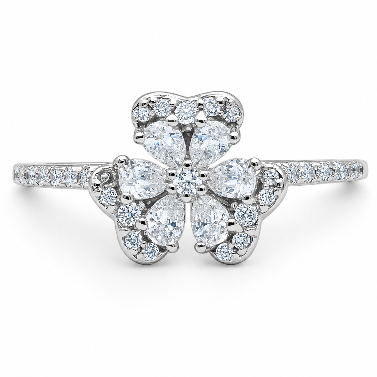 Anillo Flor Zirconia Plata Ley 925