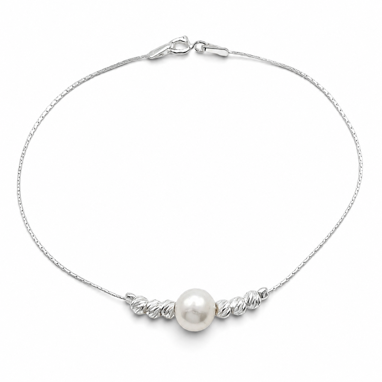 Pulsera Perla Blanca Plata Ley 925