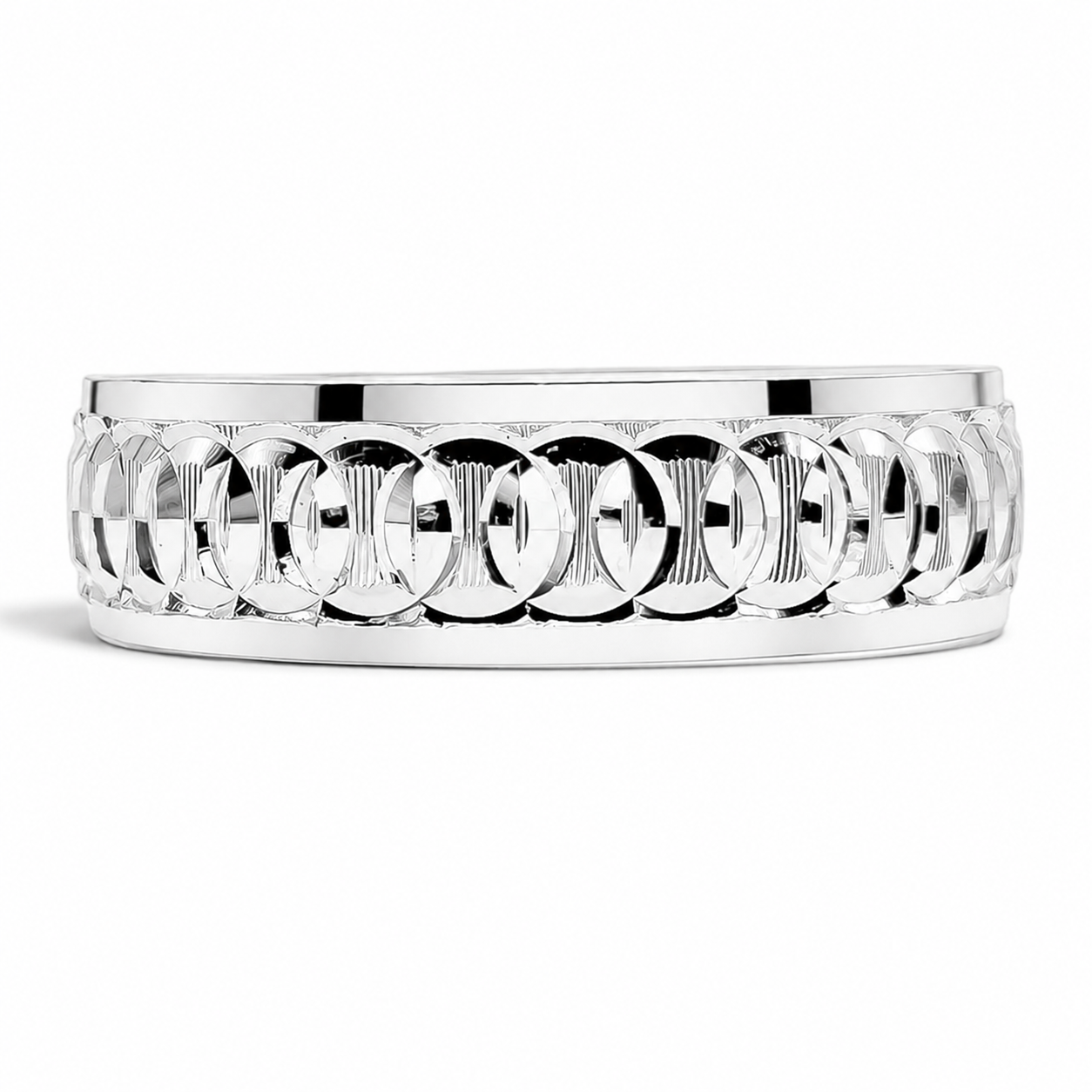 Anillo Argolla Diamantada Plata Ley 925