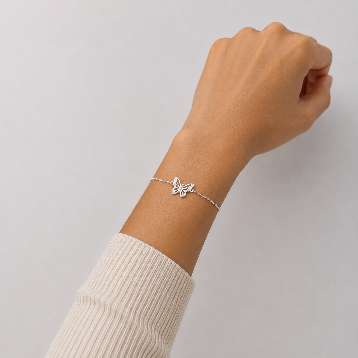Pulsera Mariposa Blanca Plata Ley 925