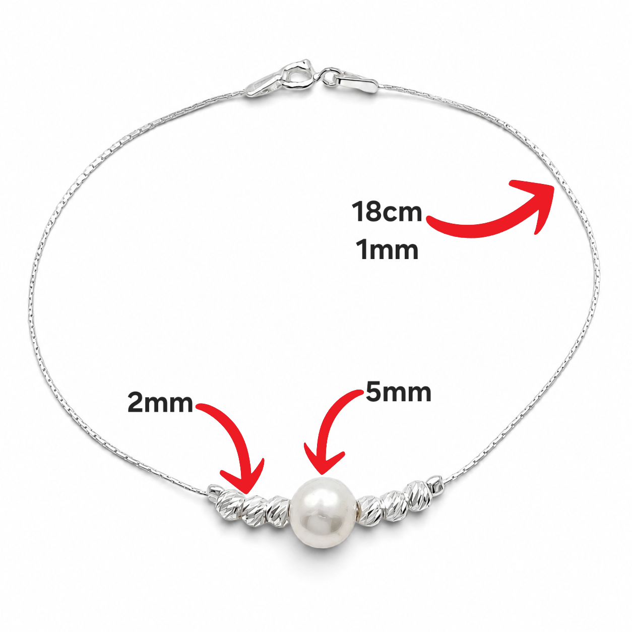 Pulsera Perla Blanca Plata Ley 925
