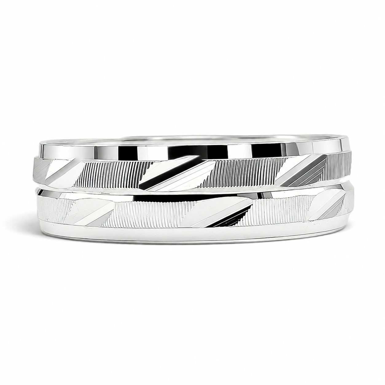 Anillo Argolla Diamantada Plata Ley 925