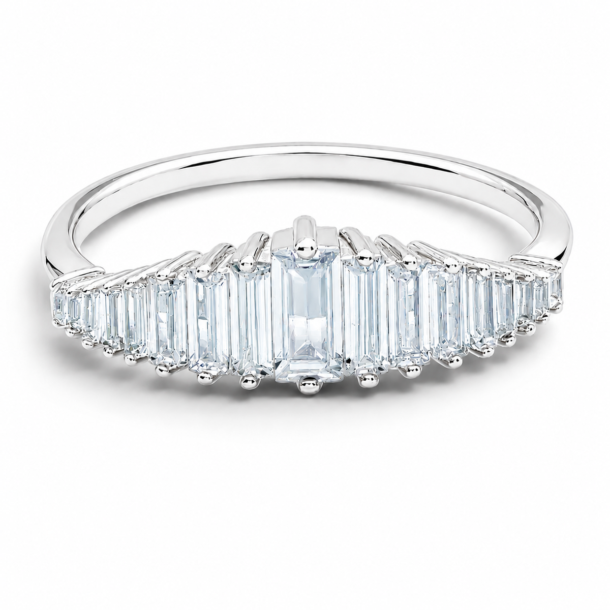 Anillo Zirconia Baguette Plata Ley 925