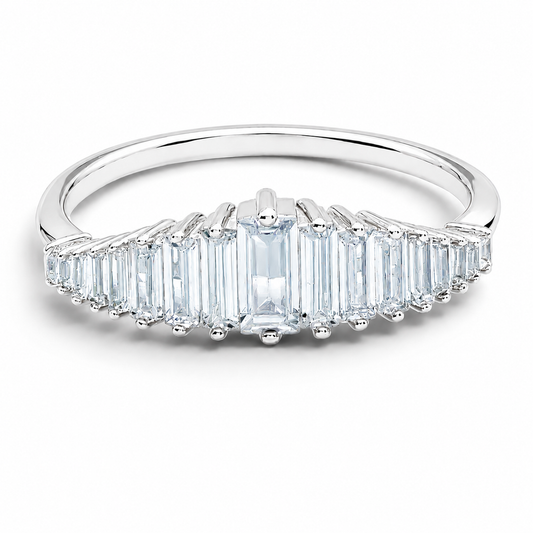 Anillo Zirconia Baguette Plata Ley 925